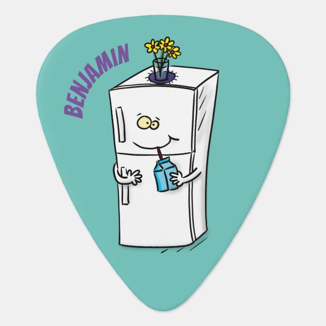 Funny refrigerator cartoon illustration  guitar pick (Front)