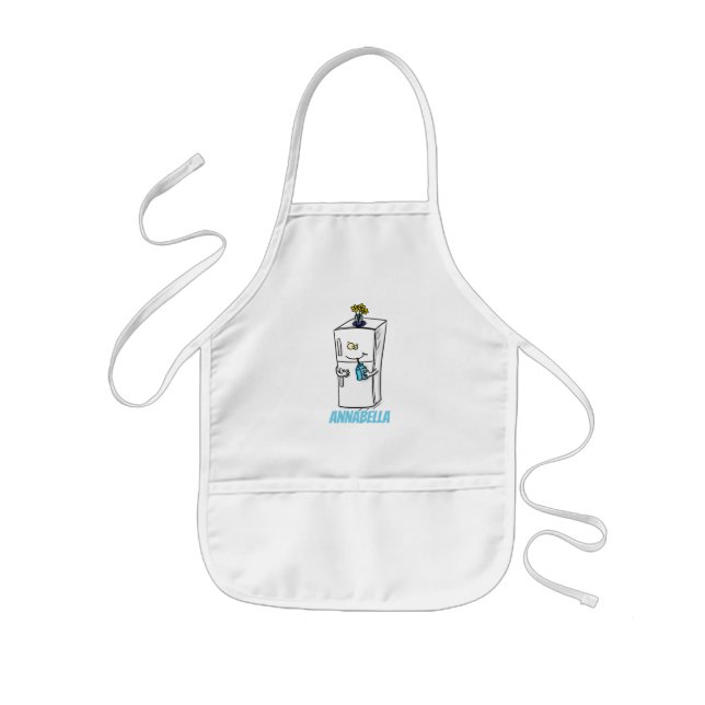Funny refrigerator cartoon illustration kids' apron (Front)