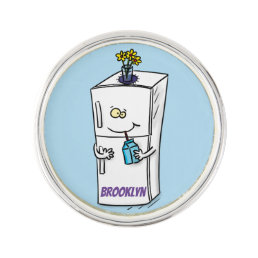 Funny refrigerator cartoon illustration lapel pin