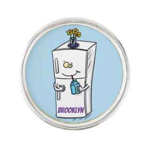 Funny refrigerator cartoon illustration lapel pin