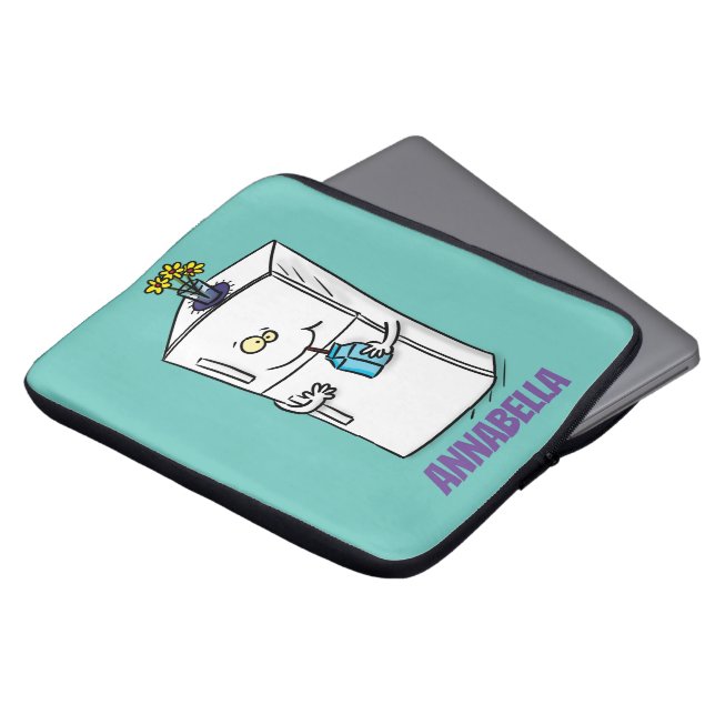 Funny refrigerator cartoon illustration laptop sleeve (Front Top)