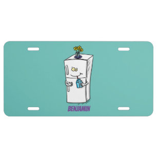 Funny refrigerator cartoon illustration license plate