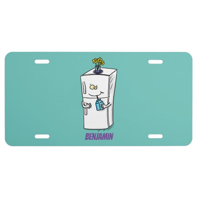 Funny refrigerator cartoon illustration  license plate (Front)