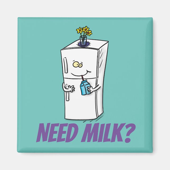 Funny refrigerator cartoon illustration magnet (Front)