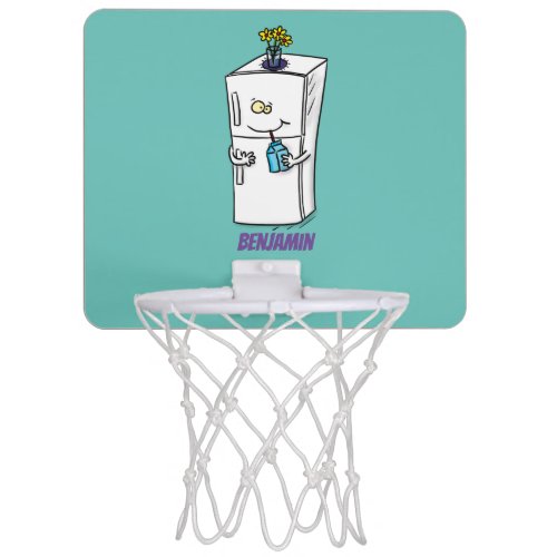 Funny refrigerator cartoon illustration mini basketball hoop