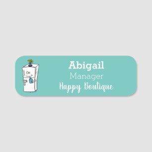 Funny refrigerator cartoon illustration  name tag