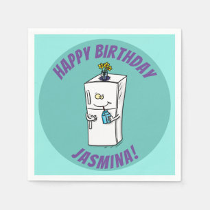 Funny refrigerator cartoon illustration napkins