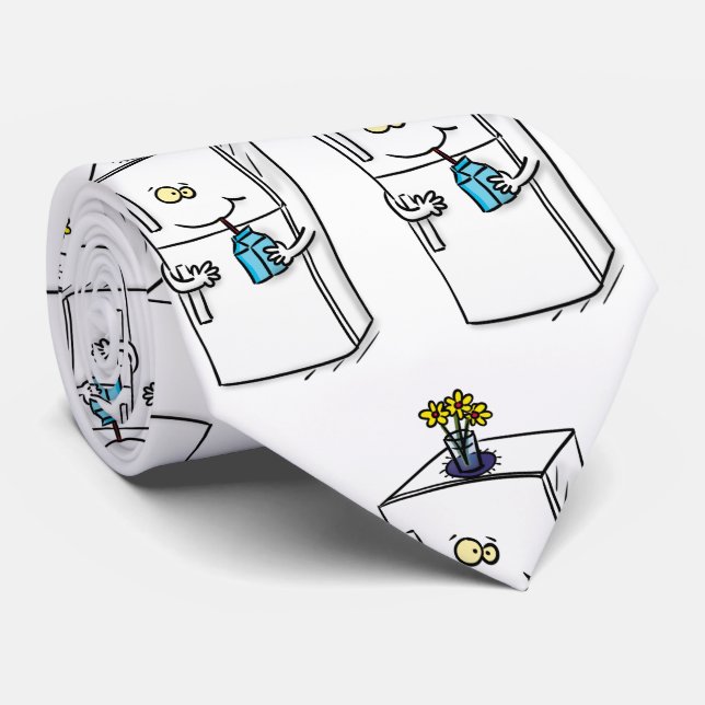 Funny refrigerator cartoon illustration neck tie (Rolled)