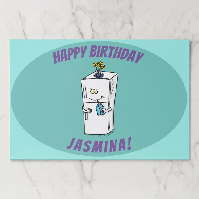 Funny refrigerator cartoon illustration paper pad (Front)