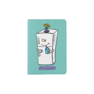 Funny refrigerator cartoon illustration passport holder