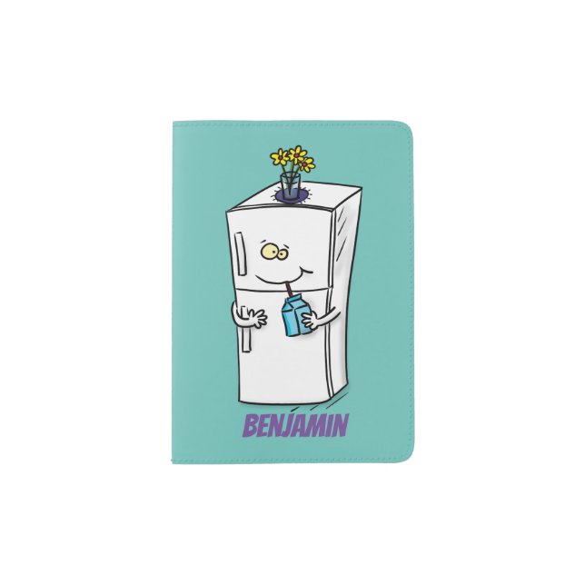 Funny refrigerator cartoon illustration  passport holder (Front)