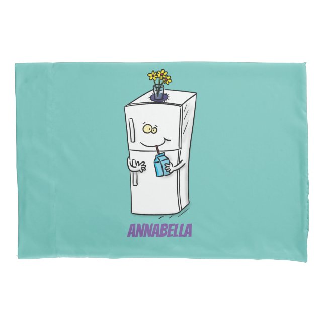 Funny refrigerator cartoon illustration pillow case (Front)