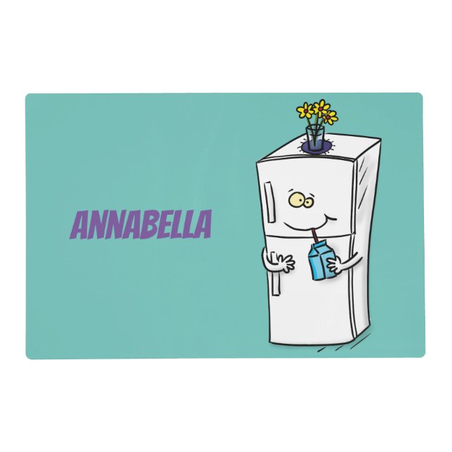 Funny refrigerator cartoon illustration placemat (Front)