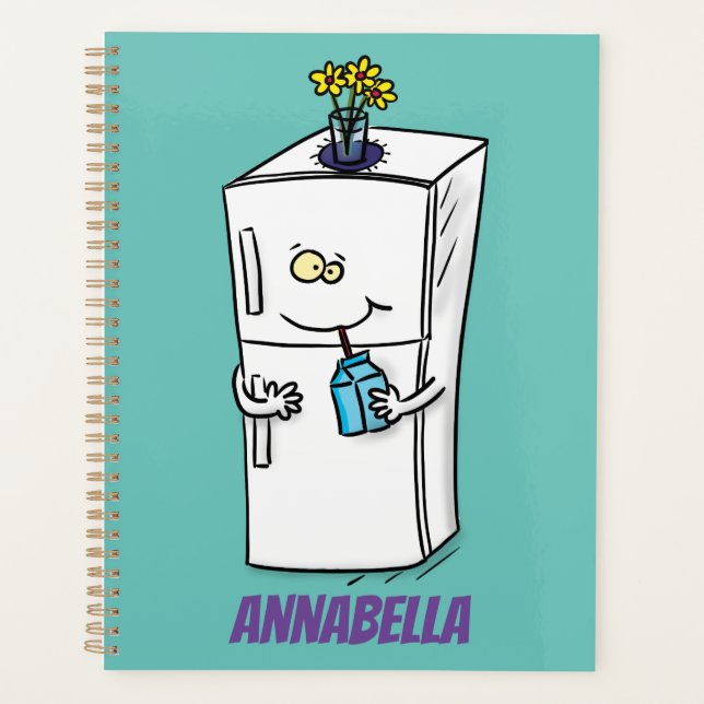 Funny refrigerator cartoon illustration planner (Front)