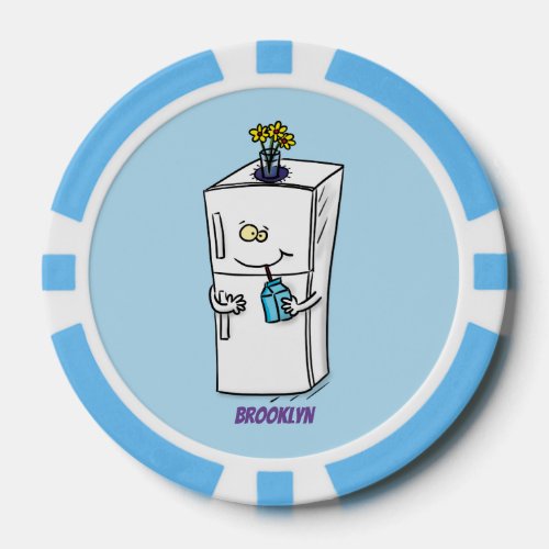 Funny refrigerator cartoon illustration poker chips