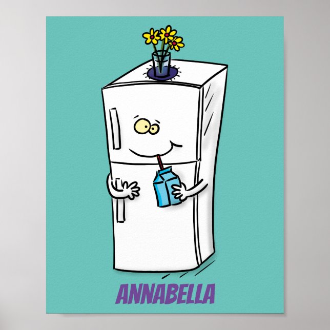 Funny refrigerator cartoon illustration poster (Front)