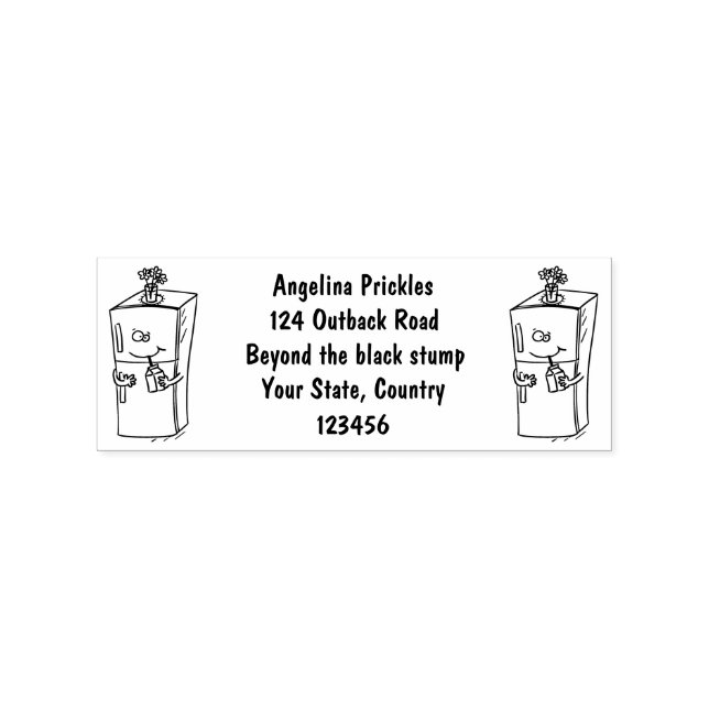 Funny refrigerator cartoon illustration rubber stamp (Imprint)