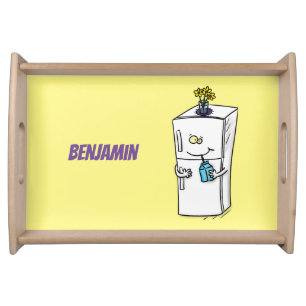 Funny refrigerator cartoon illustration serving tray
