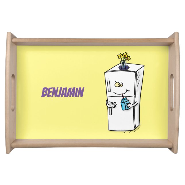Funny refrigerator cartoon illustration serving tray (Front)