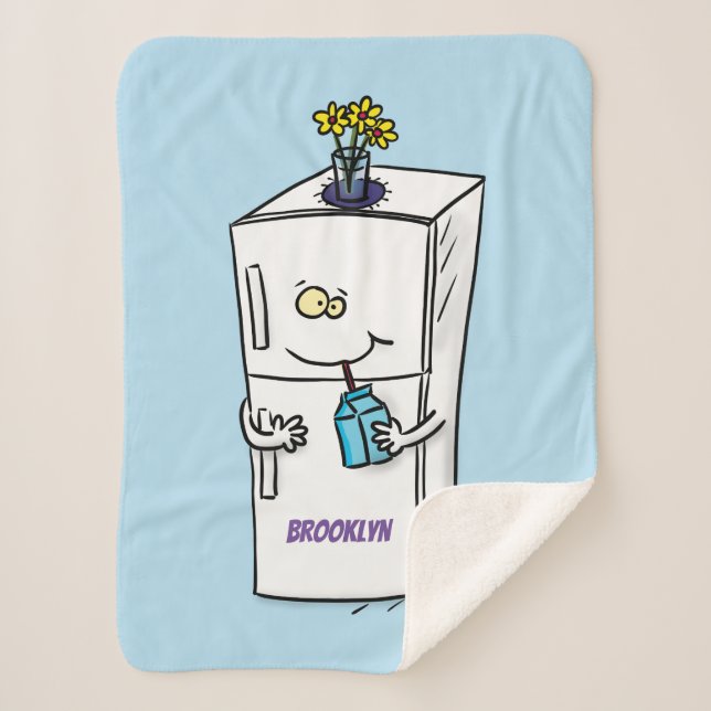 Funny refrigerator cartoon illustration  sherpa blanket (Front)