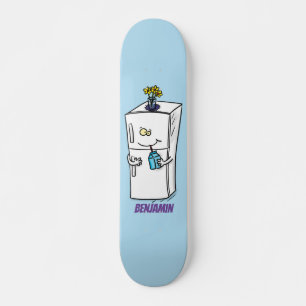 Funny refrigerator cartoon illustration skateboard