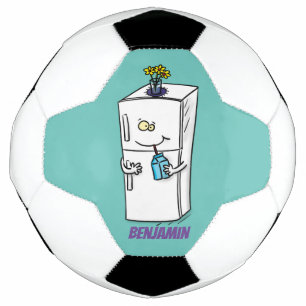Funny refrigerator cartoon illustration  soccer ball