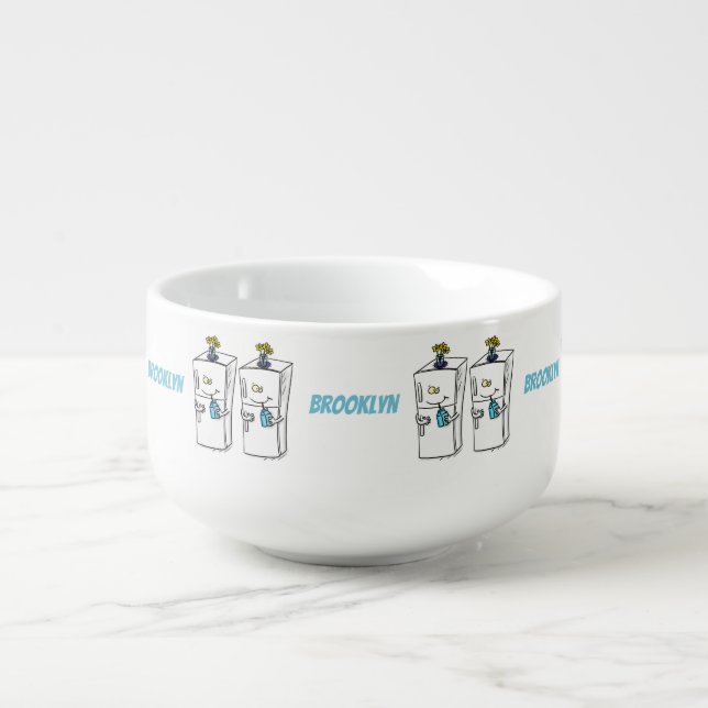 Funny refrigerator cartoon illustration soup mug (Front)