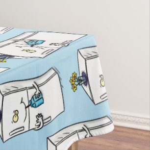 Funny refrigerator cartoon illustration tablecloth