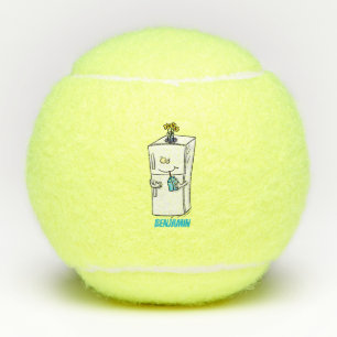 Funny refrigerator cartoon illustration tennis balls