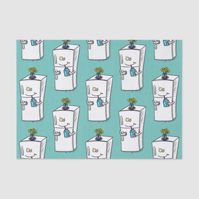 Funny refrigerator cartoon illustration tissue paper (Front)