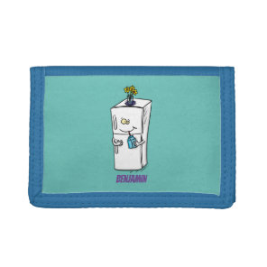 Funny refrigerator cartoon illustration tri-fold wallet