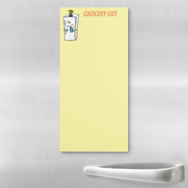 Funny refrigerator grocery list cartoon magnetic notepad (In Situ)