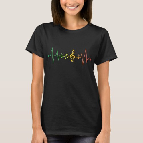 Funny Reggae Music Notes Heartbeat EKG Rasta Gift  T_Shirt