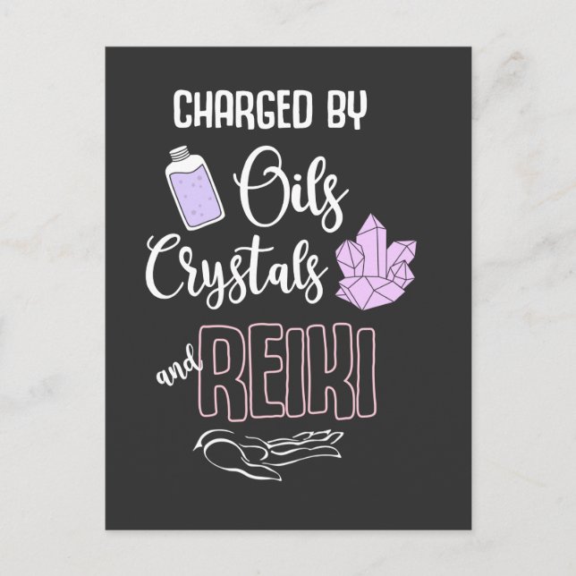 Funny Reiki Crystals and Essential Oils Quote Postcard (Front)