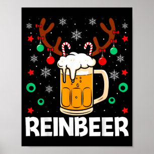 Funny Reinbeer Winedeer Beer Wine Matching Couples Poster