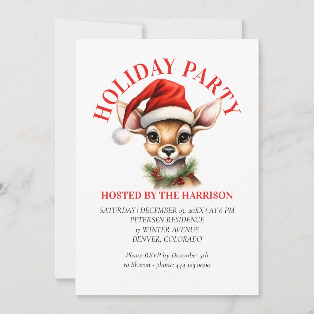 Funny Reindee Christmas Wishes Invitation (Front)