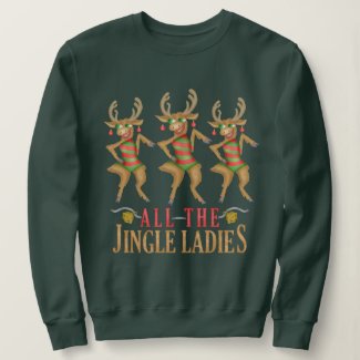 Funny Reindeer All Jingle Ladies Ugly Christmas Sweatshirt