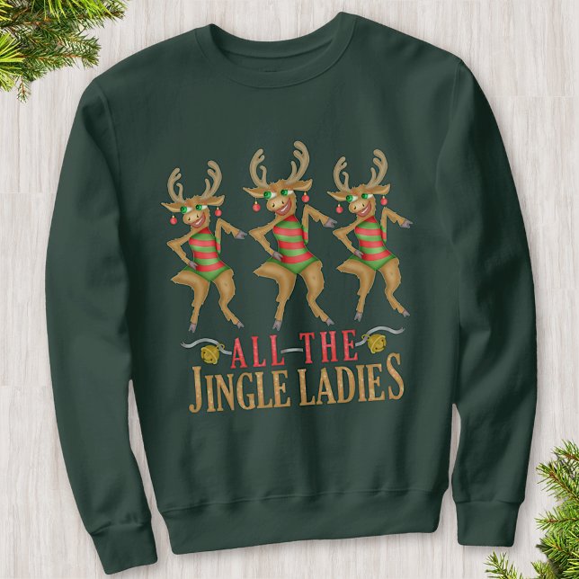 Funny Reindeer All Jingle Ladies Ugly Christmas Sweatshirt (Creator Uploaded)