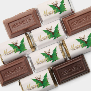 Funny Reindeer Between Pine Trees Candy Wrapper Hershey's Miniatures