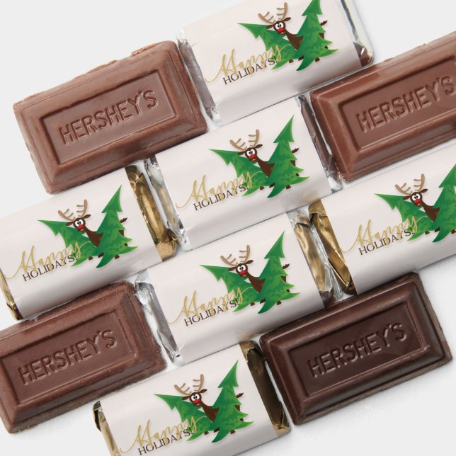 Funny Reindeer Between Pine Trees Candy Wrapper Hershey's Miniatures (Assorted)