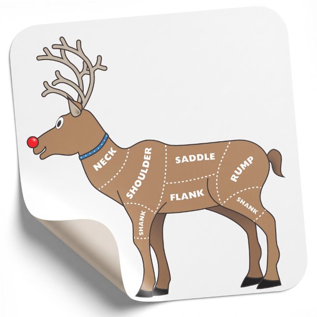 Funny Reindeer Butcher Cuts | Envelope + Gift Square Sticker (Creator Uploaded)