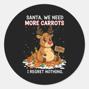 Funny Reindeer Carrot Hoarder Christmas Design Classic Round Sticker