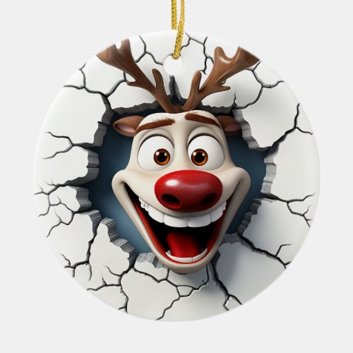 Funny Reindeer  Ceramic Ornament
