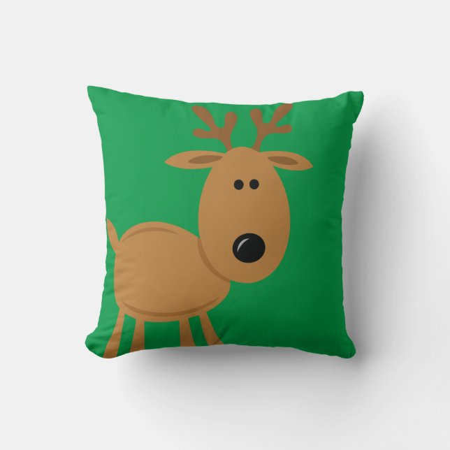 Funny Reindeer Christmas Custom Throw Pillow (Front)