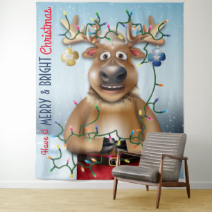 Funny Reindeer Christmas Holiday Backdrop