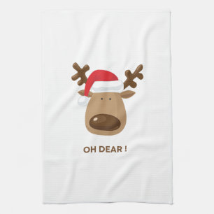Funny Reindeer Christmas Holiday Teachers Gift  Kitchen Towel