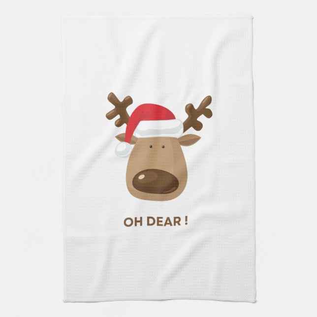 Funny Reindeer Christmas Holiday Teachers Gift  Kitchen Towel (Vertical)