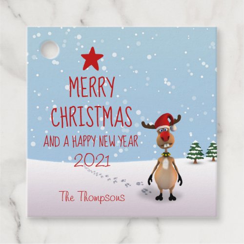 Funny Reindeer Christmas New Year Tree 2021 Favor Tags