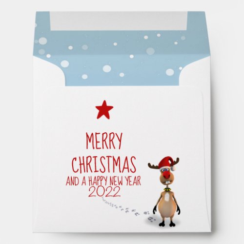Funny Reindeer Christmas New Year Tree 2022 Envelope