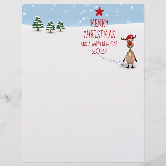 Funny Reindeer Christmas New Year Tree 2026 (Front)